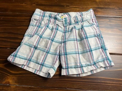 ROXY Shorts Women's Junior Size 3 Cream Purple Green Triple Button Vintage 2000 - Image 1 of 4