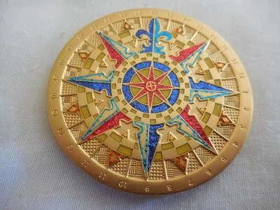 Compass Rose 2007 sin activar oro satinado como nuevo geocoin embalaje original Foto 1 de 3