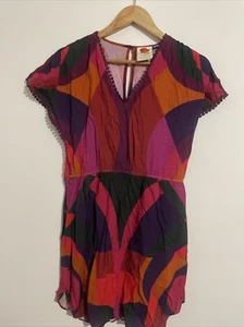 FARM RIO for Anthropologie Size S Womens Dress Multicoloured V-Neck Short Sleeve - Picture 1 of 16