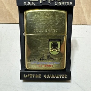 Vintage Brass Zippo, F.G.S Rommel D-187 Guided Missile Destroyer Ship - Picture 1 of 13