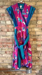 VTG 80s Jeanne Marc Women's AOP Pastel Abstract Figure Print Dress - Size Medium - Picture 1 of 5
