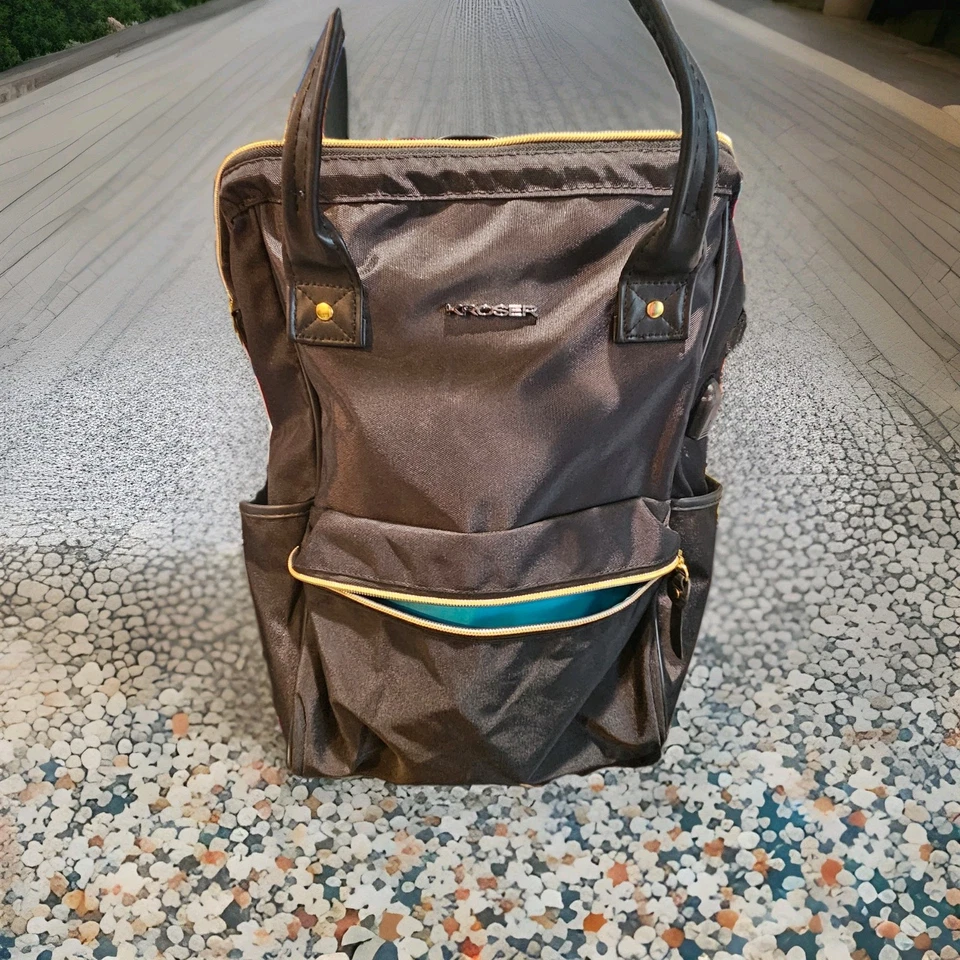 "Mochila para portátil Kroser negra y dorada con puerto de carga USB para portátil de 15,6"" nueva" Foto 1 de 4