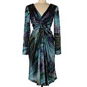 Alberta Ferretti Aeffe SPA Blue Silk Long Sleeve Dress NWT - Picture 1 of 13