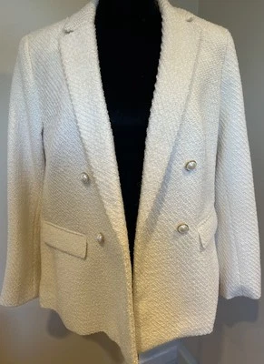 Blazer de tweed marfil Ann Taylor talla 10 Foto 1 de 4