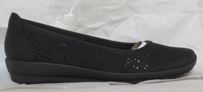 EASY SPIRIT SE ALESSIA3 ALESSIA 6 M BLACK FAUX LEATHER WEDGE SLIP-ON NEW - Image 1 of 4