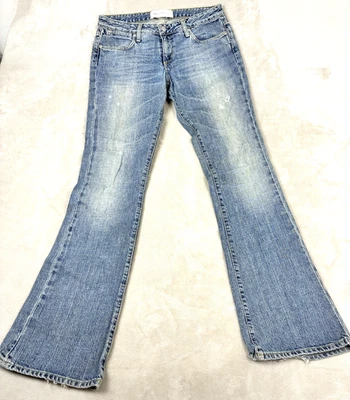 Винтажные женские джинсы из бумажной джинсовой ткани и ткани 29 22891 искусственно состаренные Y2K - Изображение 1 из 4