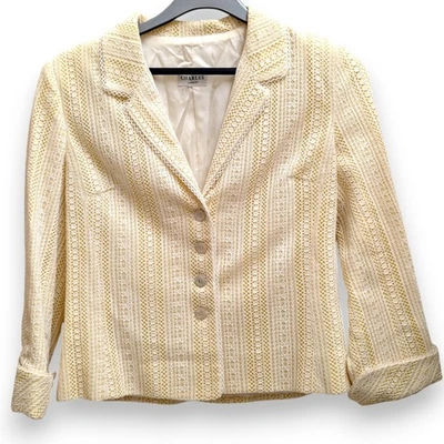 Caroline Charles 14 Women's Cream Lace Blazer Jacket Single Breasted - Image 1 of 4