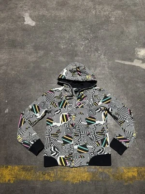 Volcom Zip Up Hoodie Womens Small All Over Print Sweatshirt Spell Out Y2K - Image 1 of 4