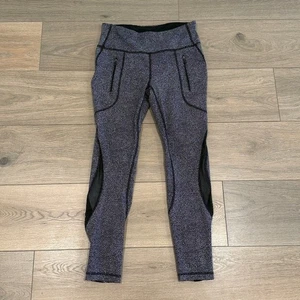LULULEMON Chakra Stampa Alpino Bianco Nero Rinvigorito 7/8 Stretto Alzata Taglia 6 - Foto 1 di 13