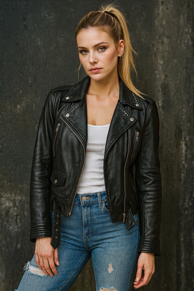 Jaqueta de Moto Bebe de Couro Preta Tamanho XS - Imagem 1 de 4