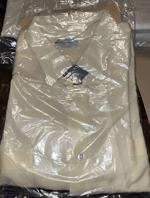 Camisa de vestir NOS L 16 Brite Dura amarilla de colección años 60 Manhatten Delcot Mantrim L/S Foto 1 de 2