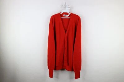 Vintage 70s Streetwear Mens XLT Blank Knit Cardigan Sweater Red Acrylic USA - Image 1 of 4
