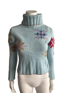 25 % Cashmere 45 Merino Nordic Pattern Jumper Turtleneck Scandinavian - Picture 1 of 4