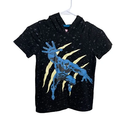 Disney Marvel Black Panther Shirt Hoodie Boy's 8 Black Short Sleeve Top - Image 1 of 4