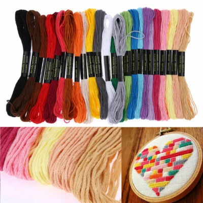 24 50 100 200 Mix Color Cross Stitch Cotton Sewing Skeins Embroidery Thread Sets - Image 1 of 4