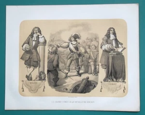 GESCHICHTE Prinz von Conde in der Schlacht Moliere Colbert Portraits - 1861 Litho Print - Bild 1 von 1