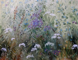 Quadro Dipinto a mano Olio su Tela ORIGINALE Paesaggio Natura FIORI Idea Regalo - Foto 1 di 6