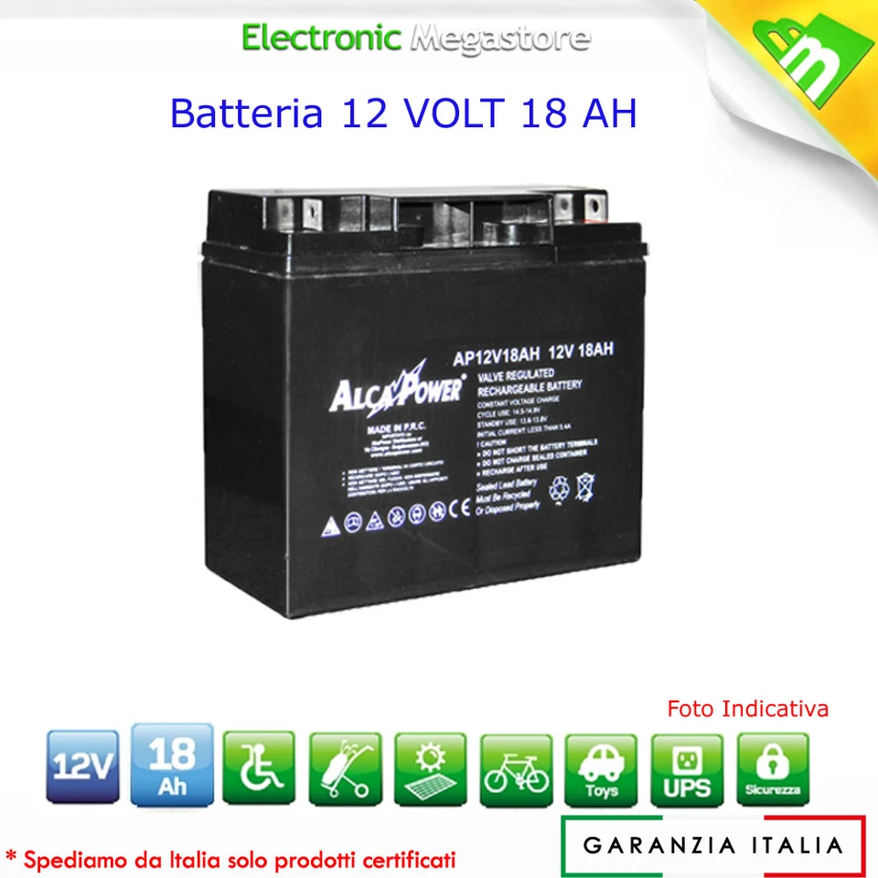 ANFEL BATTERIA AL PIOMBO RICARICABILE 12V 18Ah COME SKB 38641705 SK12-18
