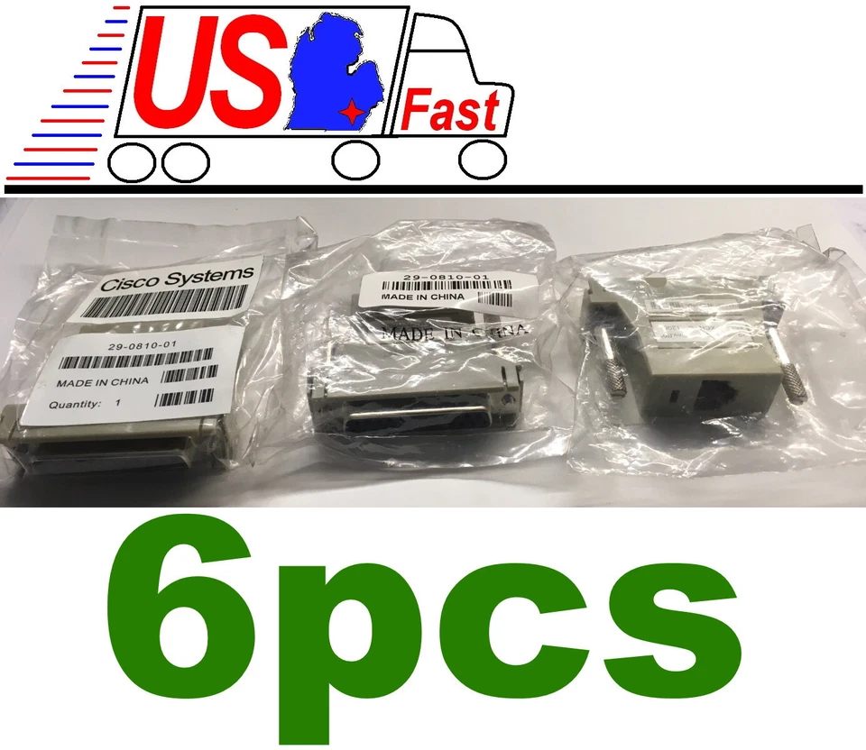 6pcs Cisco Systems Terminal Serial Adapter DB-25-pin Female to RJ-45 8pin Female - Image 1 of 1
