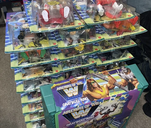 HUGE WWE Wrestling ACTION FIGURE Lot Sealed MOC & RING Masters MOTU Undertaker Cover