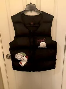 Jordan Flight Black-Graphic Puffer Zipper/Snap Vest. Mens Sz. Med. NWT/VERY RARE - Picture 1 of 9