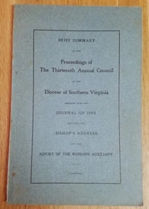 1905 Proceedings Council Episcopal Diocese Southern Virginia Bishop A M Randolph - Imagen 1 de 13