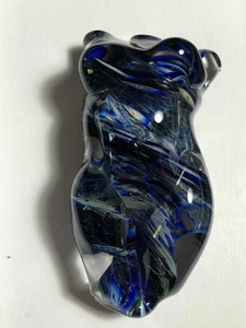 Estatuilla de vidrio soplado a mano - Sexy mujer torso azul con vidrio moteado ¡¡GUAU!!! - Imagen 1 de 9