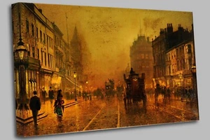 Briggate John Atkinson Grimshaw Leinwand Wandbild Bild Druck fertig zum Aufhängen - Bild 1 von 6