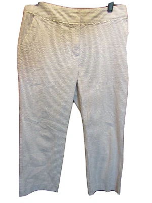 WOMENS DAVID BROOKS BLUE WHITE STRIPE SEERSUCKER CAPRI PANTS SIZE 4 INSEAM 24" - Image 1 of 4