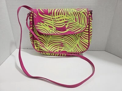 Vera Bradley Flap Crossbody Purse Palm Fronds- Excellent Condition. Pink & Green - Image 1 of 4