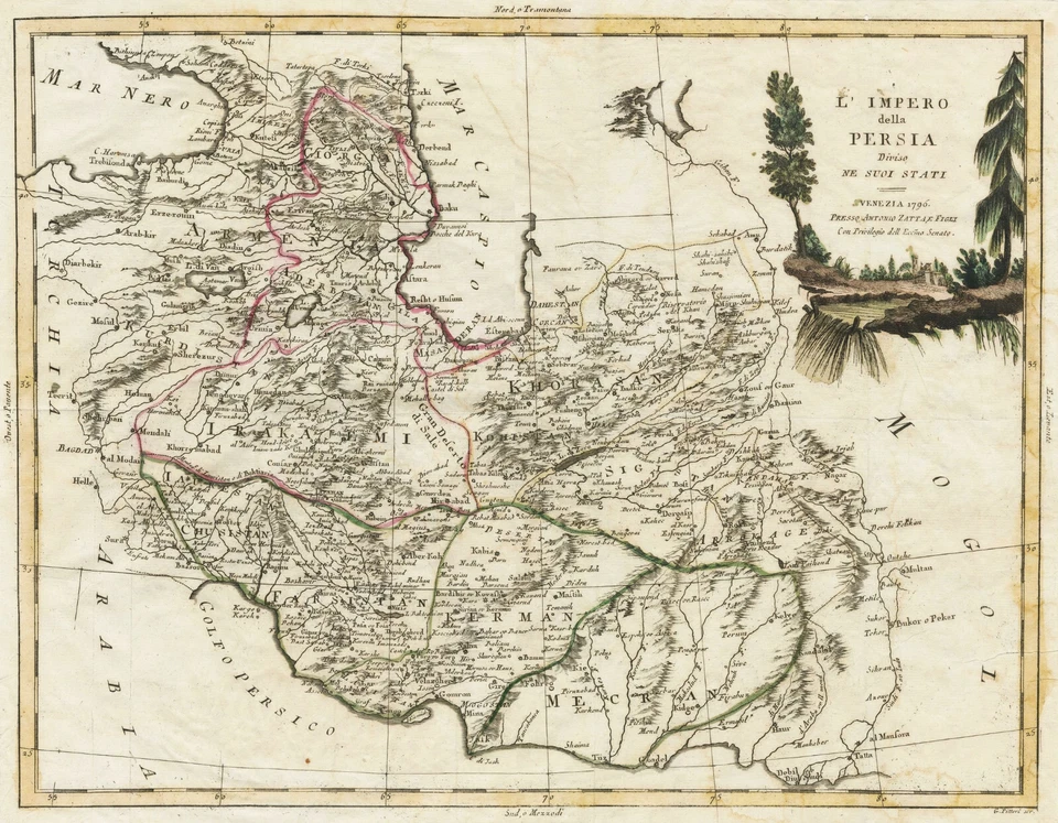 Antique Map "L'Impero della Persia Diviso ne suoi Stati" (Iran) Zatta, 1796 - Image 1 of 4
