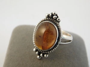 BALTIC AMBER STERLING RING ARTISAN HANDCRAFTED SZ 6 3/4 BEAUTIFUL - Picture 1 of 10