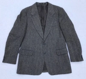 Vintage Tweed Blazer R42 BROWN 2 Button Made In England Classic 100% Wool - Picture 1 of 10