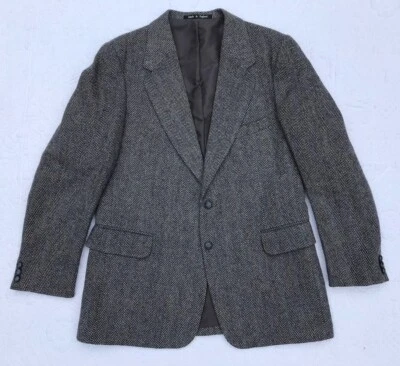 Vintage Tweed Blazer R42 BROWN 2 Button Made In England Classic 100% Wool - Image 1 of 4