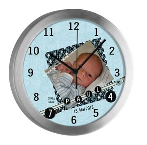 Kinderuhr mit Namen Kinder Funkuhr leise Wanduhr Kinderzimmer Uhr Scrapbooking - Bild 1 von 6