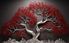 METAL ABSTRACT WALL 3D PRINT ASIAN TREE contemporary new modern 24 x 36 