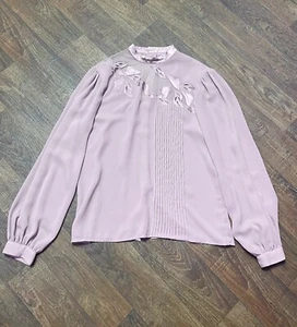 Vintage Blouse | 1970s Vintage Blush Pink Chiffon Blouse Size 12/14 Retro - Picture 1 of 4