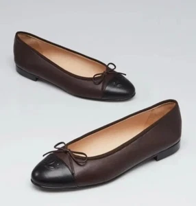 Chanel Ballet Flats Brown/Black Size 40 Resoled Great Condition - Picture 1 of 5