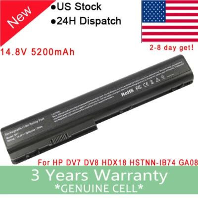 Batería de portátil para HP Pavilion dv8 dv7 HDX18 Series HSTNN-OB75 HSTNN-Q35C 8 celdas Foto 1 de 4