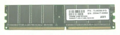 Ram 256Mb 184 pin 73.85399.91G DDR, 400MHz, PC-3200, CL3, UNB, 2.5V, AM1 - Immagine 1 di 4