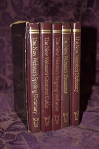 Neu Websters Deluxe Schreibtisch Nachschlagewerk Bibliothek Set 5 Vintage Bücher Wörterbuch SCHÖN! - Bild 1 von 16
