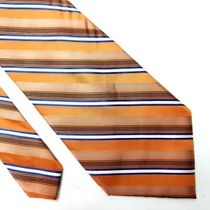 Pierre Cardin Silk Tie Woven Orange Striped Wide - Picture 1 of 6