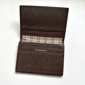 BURBERRY Auténtico Cuero Tarjetero de Visita Nova Check Marrón Oscuro - Imagen 1 de 8
