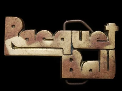 HL23104 VINTAGE 1978 RECORTADO ***BOLA DE RAQUETE*** FIVELA DE LATÃO SÓLIDO - Imagem 1 de 2