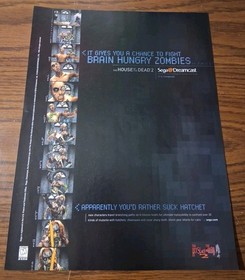 House Of The Dead 2 Dreamcast Video Game 1999 Vintage Print Ad 8x11 