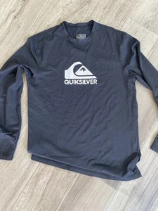 QUICKSILVER Boys Black Long Sleeve Swim Shirt Rash Guard Size L - Picture 1 of 2