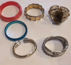 Vintage Armband Manschetten, Mix, Acryl, Metall, 6 Stück, Retro - Bild 1 von 13