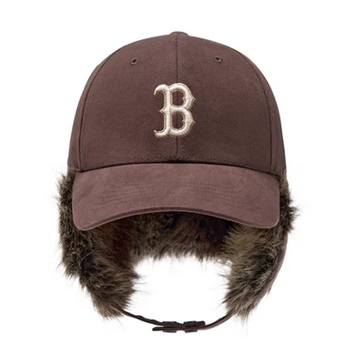 MLB 2025 Boston Red Sox Vintage Fur Earflap Cap, Brown - Imagem 1 de 4