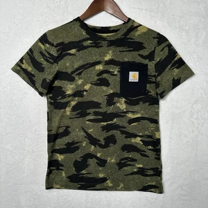 Carhartt Shirt Boys Medium Green Brown Fatigue Camo Logo Pocket Youth - Picture 1 of 9