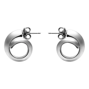 Orecchini a cerchio BOTTEGA VENETA spirale argento sterling autentici nuovi con etichette designer - Foto 1 di 7